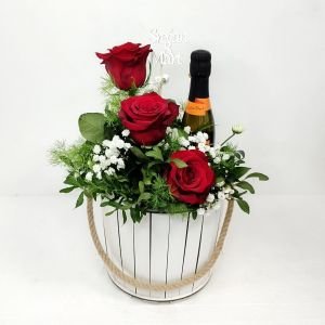 Velika kofa - Ekvadorske ruže & Penušavo italijansko vino