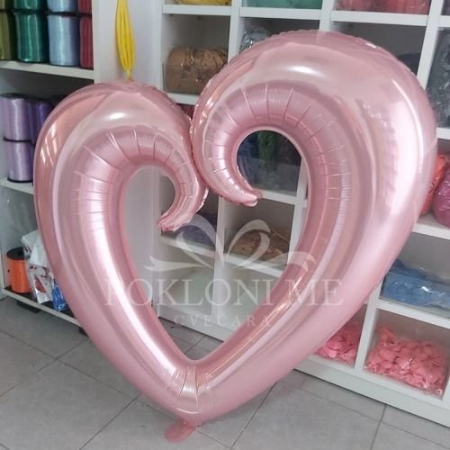 Helium otvoreno roze srce folija 100 cm